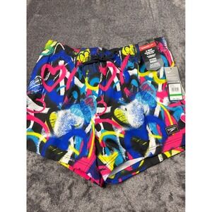 Speedo Mens Volley 14 Swim Trunks Sweet Purple Heart Graffiti Hydro Brief L‎ NWT